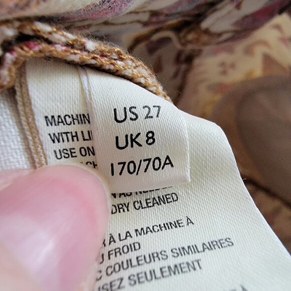 Free People We the Wild Child Printed Skinny Jeans Ivory Size 27 EUC - Picture 11 of 14